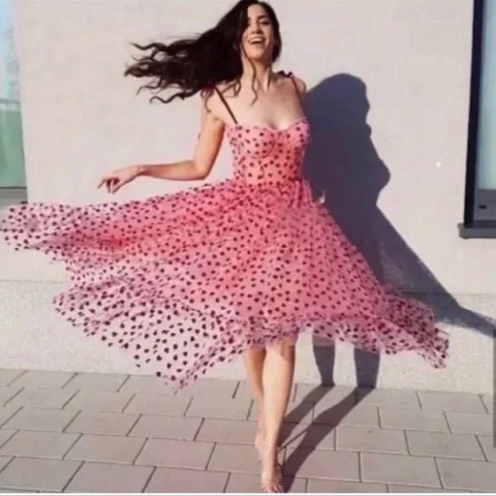 NWT Betsey Johnson Viral Heart Print VALENTINES DAY Dress in Pale Pink Trending - Picture 3 of 13